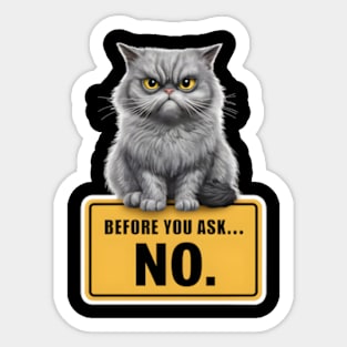 Before You Ask... No Funny Cat Design Sticker